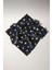 %100 Twill Ipek Çıtır Çiçek Desenli Siyah - Saks Renkli 90X90 Eşarp Dikim Şekli : El Dikişi 5