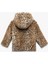 Kapüşonlu Uzun Kollu Leopar Desenli Peluş Ceket 2