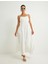 Keten Karışımlı Uzun Elbise Ince Askılı Dokulu 1