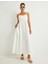 Keten Karışımlı Uzun Elbise Ince Askılı Dokulu 2