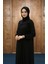 Tesettür Basic Model Taş Detaylı Rahat Kalıp Siyah Kadın Ferace Şık ve Konforlu Tesettür Dış Giyim 1
