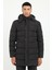 Siyah Slim Fit Şişme Kapüşonlu Erkek Mont 1