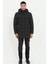 Siyah Slim Fit Şişme Kapüşonlu Erkek Mont 2