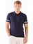Lacivert Polo Düğmeli Fitilli Kısa Kollu Slim Fit Erkek Triko 5