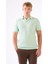 Su Yeşili Erkek Slim Fit Balıksırtı Desenli Polo Yaka Triko 7
