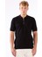 Siyah Fermuarlı Polo Yaka Kısa Kollu Örgü Slim Fit Erkek Triko 5
