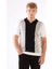 Siyah Polo V Yaka Blok Desen Kısa Kollu Slim Fit Erkek Triko 4
