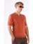 Kiremit Fermuarlı Polo Yaka Kısa Kollu Örgü Slim Fit Erkek Triko 7