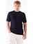 Lacivert Çizgili Desen Kısa Kol Slim Fit Erkek Triko 6