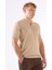 Bej Fermuarlı Polo Yaka Kısa Kollu Örgü Slim Fit Erkek Triko 8