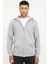 Gri Fermuar Kapamalı Kapüşonlu Erkek Regular Fit Sweatshirt 1