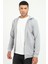 Gri Fermuar Kapamalı Kapüşonlu Erkek Regular Fit Sweatshirt 3