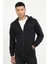 Siyah Fermuar Kapamalı Kapüşonlu Erkek Regular Fit Sweatshirt 2