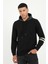 Siyah Uzun Kollu Kapüşonlu Slim Fit Erkek Triko 2