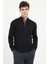 Siyah Erkek Slim Fit Dik Yaka Erkek Triko 1