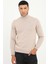 Bej Düz Tam Balıkçı Regular Fit Erkek Triko 1
