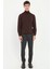 Kahve Tam Balıkçı Düz Erkek Regular Fit Triko 2