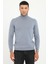 Gri Melanj Tam Balıkçı Yaka Regular Fit Düz Erkek Triko 1