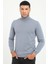 Gri Melanj Tam Balıkçı Yaka Regular Fit Düz Erkek Triko 3