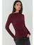 Kadın Büzgü Detaylı Kayık Yaka Bluz Bordo Kırmızı 2