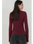 Kadın Büzgü Detaylı Kayık Yaka Bluz Bordo Kırmızı 4