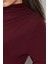 Kadın Büzgü Detaylı Kayık Yaka Bluz Bordo Kırmızı 6