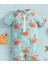 Turkuaz Yengeç Desenli Bebek Mayo – Fermuarlı, Rahat ve Esnek Yazlık Tulum Mayo Swimwear 1