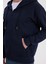 Erkek Relax Fit Rahat Kesim Pamuklu Tam Fermuarlı Kanguru Cepli sırt Çantalı Lacivert Sweatshirt 3