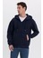 Erkek Relax Fit Rahat Kesim Pamuklu Tam Fermuarlı Kanguru Cepli sırt Çantalı Lacivert Sweatshirt 6