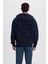 Erkek Relax Fit Rahat Kesim Pamuklu Tam Fermuarlı Kanguru Cepli sırt Çantalı Lacivert Sweatshirt 8