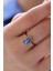 Oval Mavi Kynite Doğal Taşlı Gümüş Kadın Yüzük 2