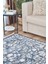 Rustik 2224 Klasik Vintage Salon Mavi Country Mutfak Halısı Tozumaz Yumuşak Makine Halısı 2
