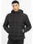 Siyah Slim Fit Şişme Kapüşonlu Erkek Mont 1
