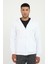 Beyaz Fermuar Kapamalı Kapüşonlu Erkek Regular Fit Sweatshirt 1