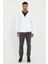 Beyaz Fermuar Kapamalı Kapüşonlu Erkek Regular Fit Sweatshirt 3