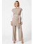 Kadın Alt Üst Kuşak Pirinç Örgü Uzun Süveter Rahat Kesim Geniş Paça Triko Pantolon Ikili Takım 4