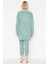 Kadın Alt Üst Geniş Kalıp Fitilli Triko Üst Alt Takım Rahat Kesim Uzun Kollu Henley Yaka Pantolonlu 5