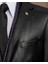 İtalyan stil slim fit erkek mono yaka suni deri ceket T10846 8