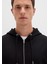 Kapüşonlu Fermuarlı Siyah Basic Sweatshirt 0S10277-900 19