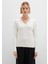 İpek Karışımlı V Yaka Ekru Kazak 1710720-70057 10