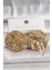 Pirinç Gold Renk İşlemeli Daire Plaka Model Kadın Küpe - TJ-BKP10153 4
