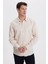 Modern Slim Fit Uzun Kollu Pamuklu Kolay Ütü Armürlü Bej Erkek Gömlek 1
