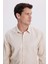 Modern Slim Fit Uzun Kollu Pamuklu Kolay Ütü Armürlü Bej Erkek Gömlek 2