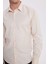 Modern Slim Fit Uzun Kollu Pamuklu Kolay Ütü Armürlü Bej Erkek Gömlek 3