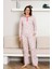 Çiçek Desenli Kadın Pijama Takımı - 3 Düğmeli Uzun Kol Likralı Viskon 2845UY 1