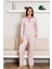 Çiçek Desenli Kadın Pijama Takımı - 3 Düğmeli Uzun Kol Likralı Viskon 2845UY 4
