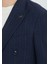 Lacivert Çizgili Shirt Shoulder Slim Fit Yün Karışımlı Ceket 4