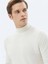 Ekru Yarım Balıkçı Yaka Düz Örgü Yün Karışımlı Triko Kazak 7