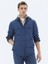 Lacivert Regular Fit Gömlek Yaka Casual Dokuma Mont 7