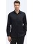 Siyah Düz Slim Fit Dokuma Klasik %100 Pamuk Gömlek 7